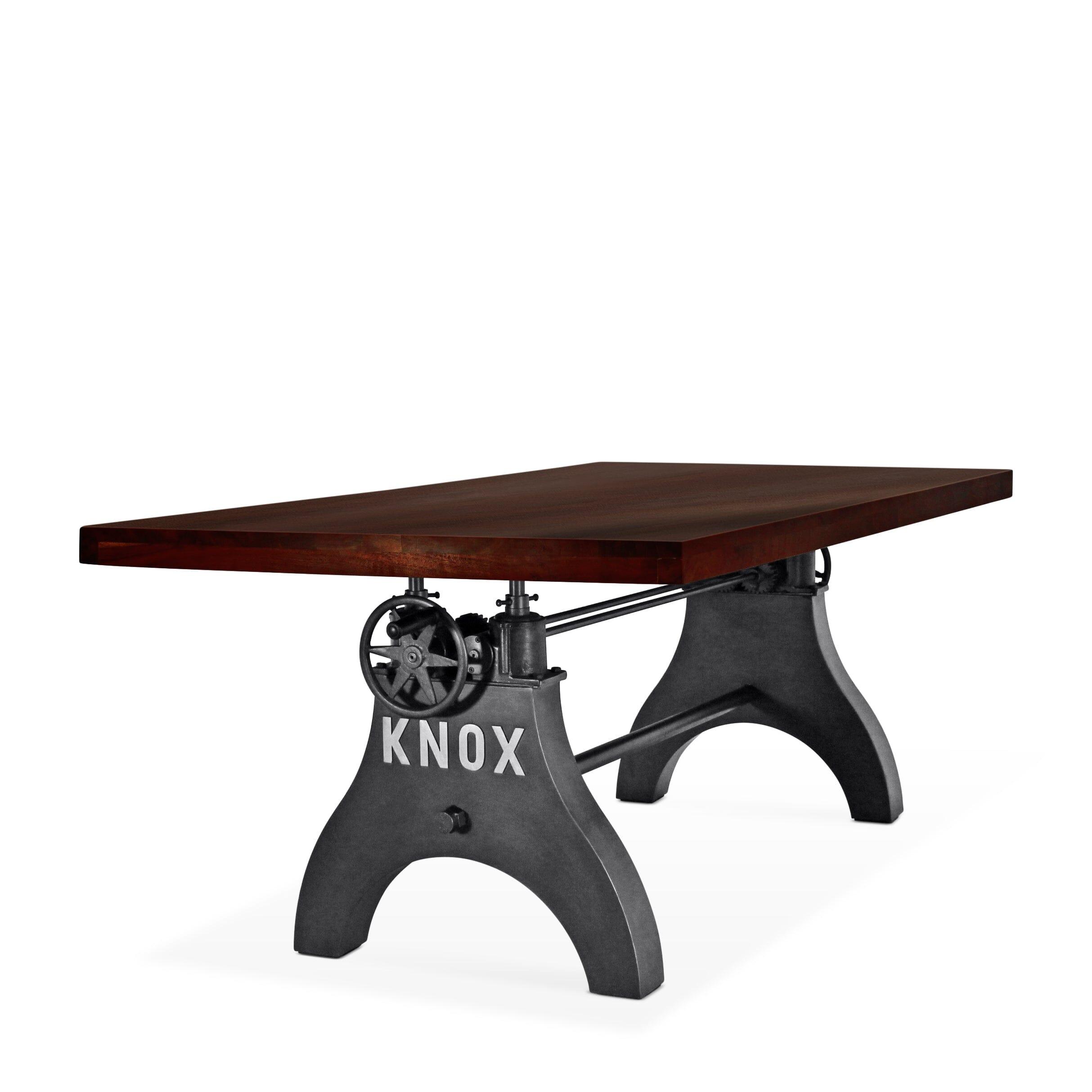 KNOX Adjustable Height Dining Table - Cast Iron Base - Mahogany Top ...