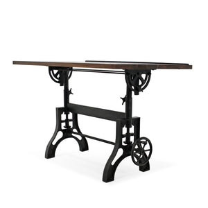 KNOX Industrial Adjustable Height Drafting Table Cast Iron Base Desk Rustic Deco