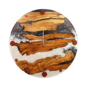 Large White Gray Resin Epoxy Frosted Olive Wood Wall Clock 32 Inches Clock Rustic Deco Incorporated