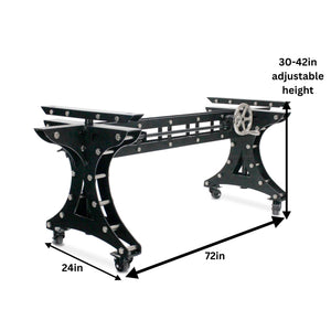 Longeron Dining Table Desk Base - Adjustable Height - Nickel - Casters - DIY Dining Table Rustic Deco