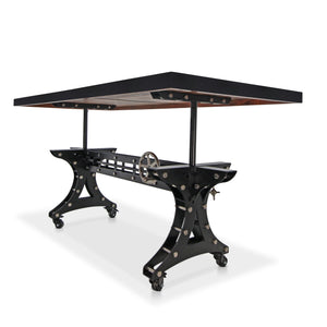 Longeron Industrial Dining Table Adjustable Casters Ebony Dining Table Rustic Deco