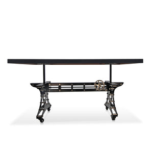 Longeron Industrial Dining Table Adjustable Casters Ebony Dining Table Rustic Deco