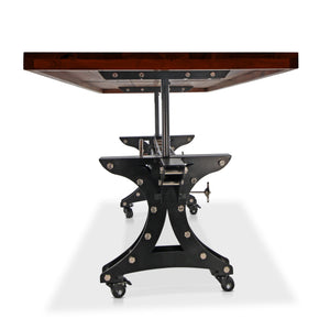 Longeron Industrial Dining Table Adjustable Casters Mahogany Dining Table Rustic Deco