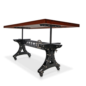 Longeron Industrial Dining Table Adjustable Casters Mahogany Dining Table Rustic Deco