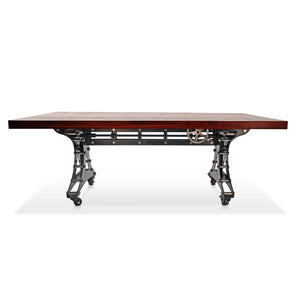 Longeron Industrial Dining Table Adjustable Casters Rustic Mahogany Dining Table Rustic Deco