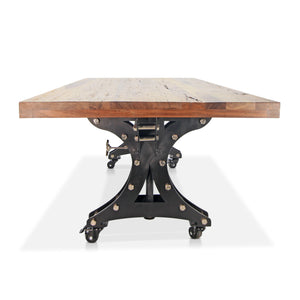Longeron Industrial Dining Table Adjustable Casters Rustic Natural Dining Table Rustic Deco
