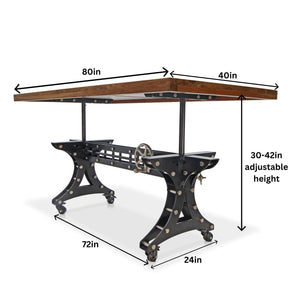 Longeron Industrial Dining Table Adjustable Casters Rustic Walnut Dining Table Rustic Deco
