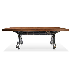 Longeron Industrial Dining Table Adjustable Casters Rustic Walnut Dining Table Rustic Deco