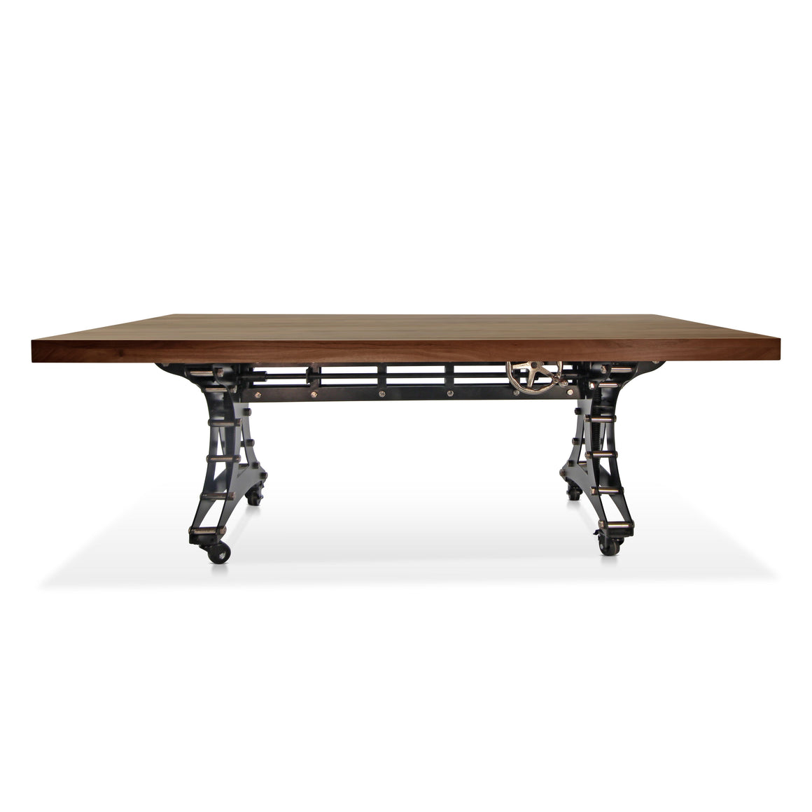 Longeron Industrial Dining Table Adjustable Casters Walnut Dining Table Rustic Deco