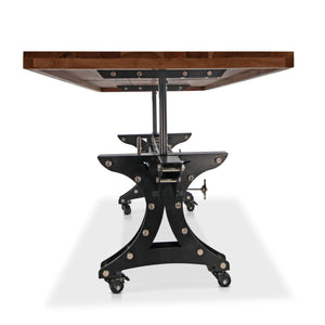 Longeron Industrial Dining Table Adjustable Casters Walnut Dining Table Rustic Deco