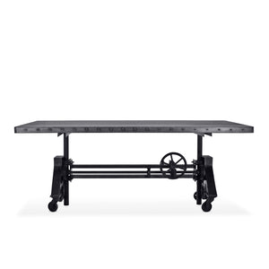 Otis Steel Dining Table - Adjustable Height - Casters - Steel Top Dining Table Rustic Deco