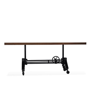 Otis Steel Dining Table - Adjustable Height - Iron Base - Casters - Natural Dining Table Rustic Deco