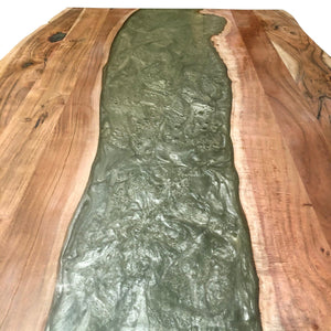 River Run Tabletop Epoxy Resin Live Edge Slab Dining Table Top - Grey 71" DIY Rustic Deco