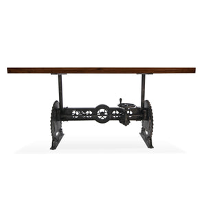 Steampunk Adjustable Dining Table - Iron Crank Base - Walnut Top Dining Table Rustic Deco