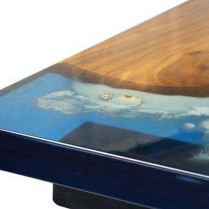 Walnut Burl Dining Tabletop - Blue Ocean Beach Epoxy - 60 x 36 x 2" DIY Rustic Deco