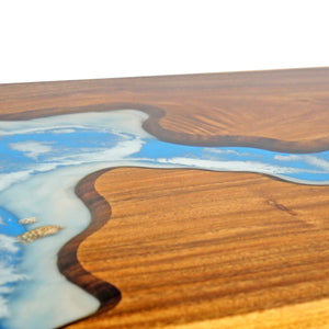 Walnut Burl Dining Tabletop - Blue Ocean River Epoxy - 60 x 36 x 2" DIY Rustic Deco