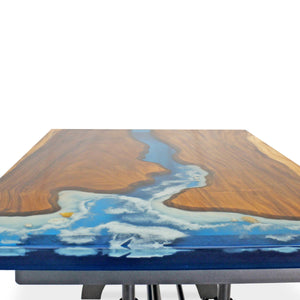 Walnut Burl Dining Tabletop - Blue Ocean River Epoxy - 60 x 36 x 2" DIY Rustic Deco