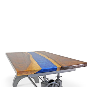 Walnut Burl Dining Tabletop - Deep Blue River Epoxy - 60 x 36 x 2" DIY Rustic Deco