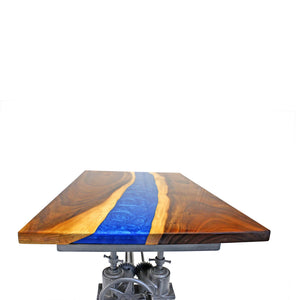 Walnut Burl Dining Tabletop - Deep Blue River Epoxy - 60 x 36 x 2" DIY Rustic Deco