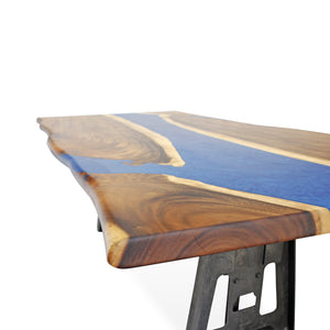 Walnut Live Edge Burl Dining Tabletop - Blue River Epoxy - 96 x 48 x 2" DIY Rustic Deco