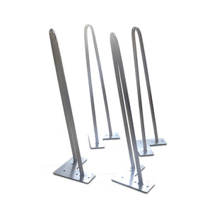 2-Rod 16" Inclined Hairpin Table Legs - Solid Stainless Steel - Set of 4 - Rustic Deco Incorporated