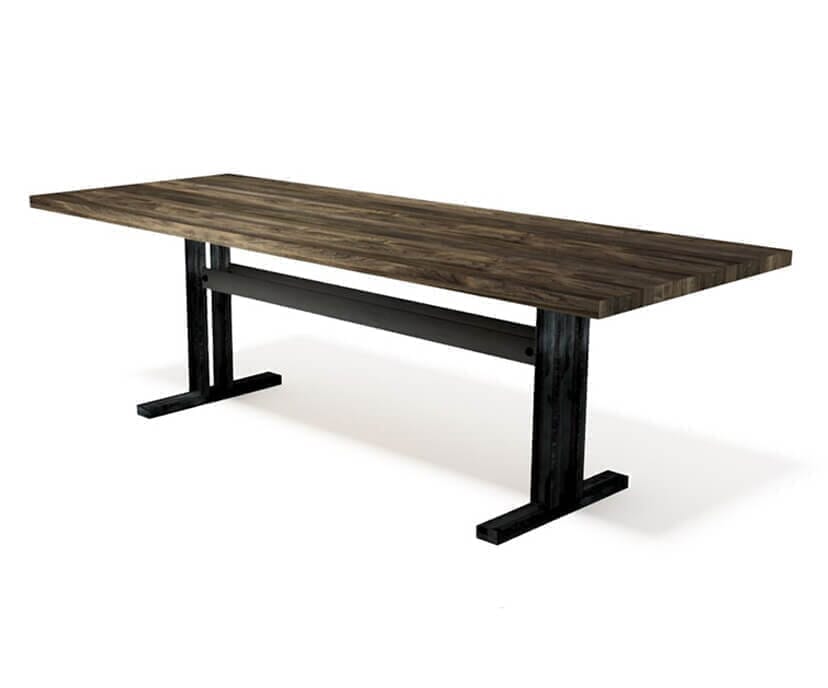 Abbey Modern Industrial Conference Table - Steel Base - Hardwood Top - Rustic Deco Incorporated