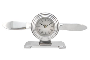 Abstract Airplane Propeller Desk Clock - Polished Aluminum Plane - Rustic Deco Incorporated
