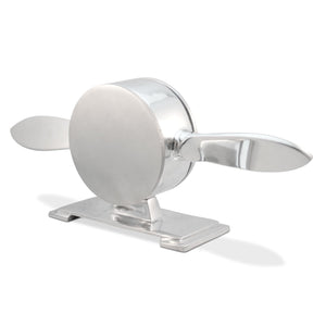 Abstract Airplane Propeller Desk Clock - Polished Aluminum Plane - Rustic Deco Incorporated