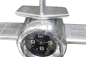 Airplane Wall Clock - Polished Aviation Aluminum - 36" Wingspan - Rustic Deco Incorporated