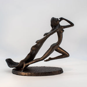 Art Deco Wine Holder Figurine - Cast Iron Metal Nude Lady - Rustic Deco Incorporated