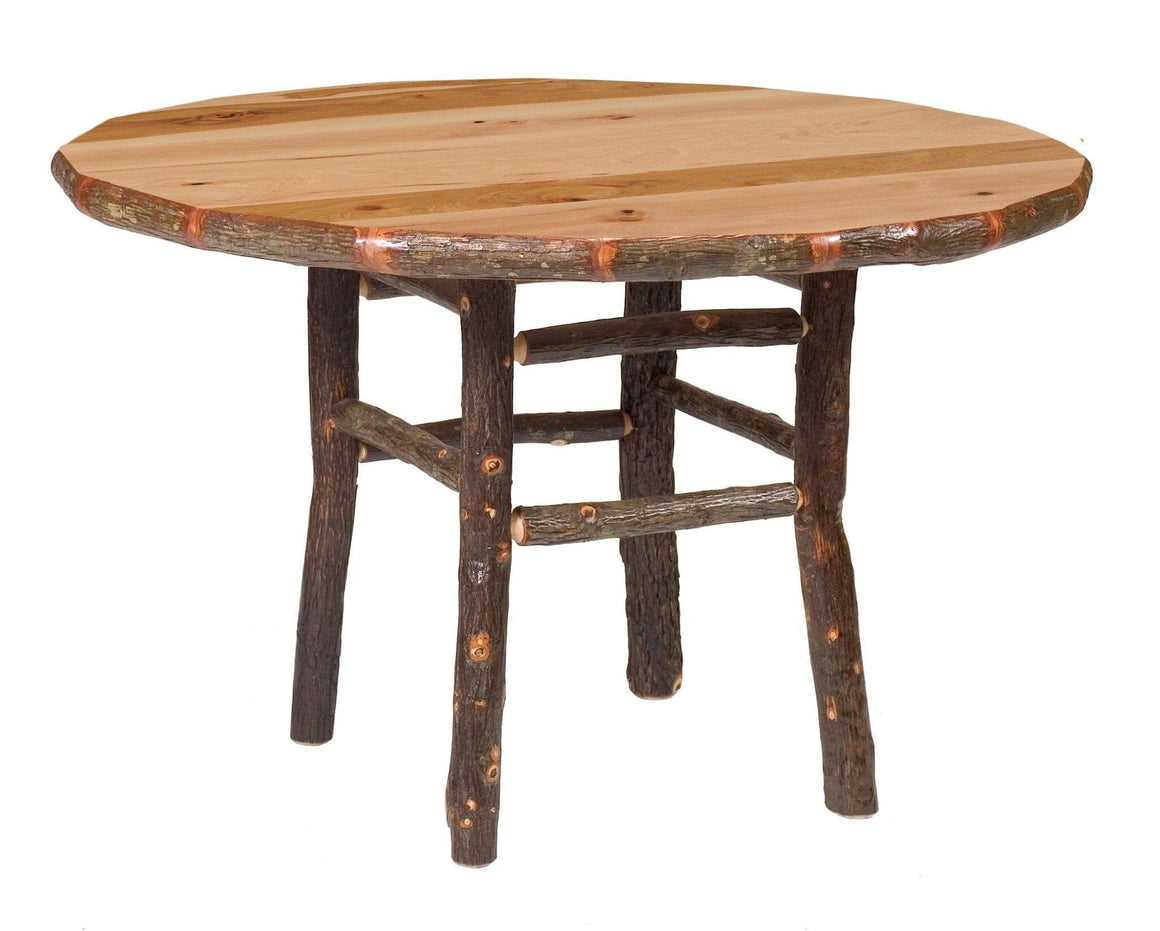 Authentic Hickory Log Round Dining Table - Custom Sizes - Armor Finish - Rustic Deco Incorporated