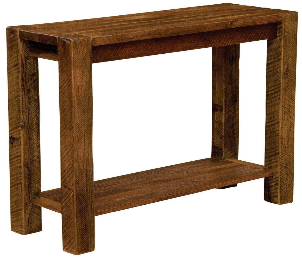 Authentic Tobacco Barn Wood Post Sofa Table - Rustic - Rustic Deco Incorporated