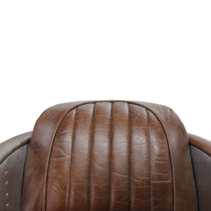 Aviator Bullet Chair - Genuine Leather - Modern Swivel Base Armchair - Rustic Deco Incorporated