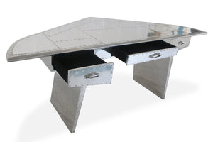 Aviator Executive Fighter Jet Wing Desk - Polished Aluminum - Rustic Deco Incorporated