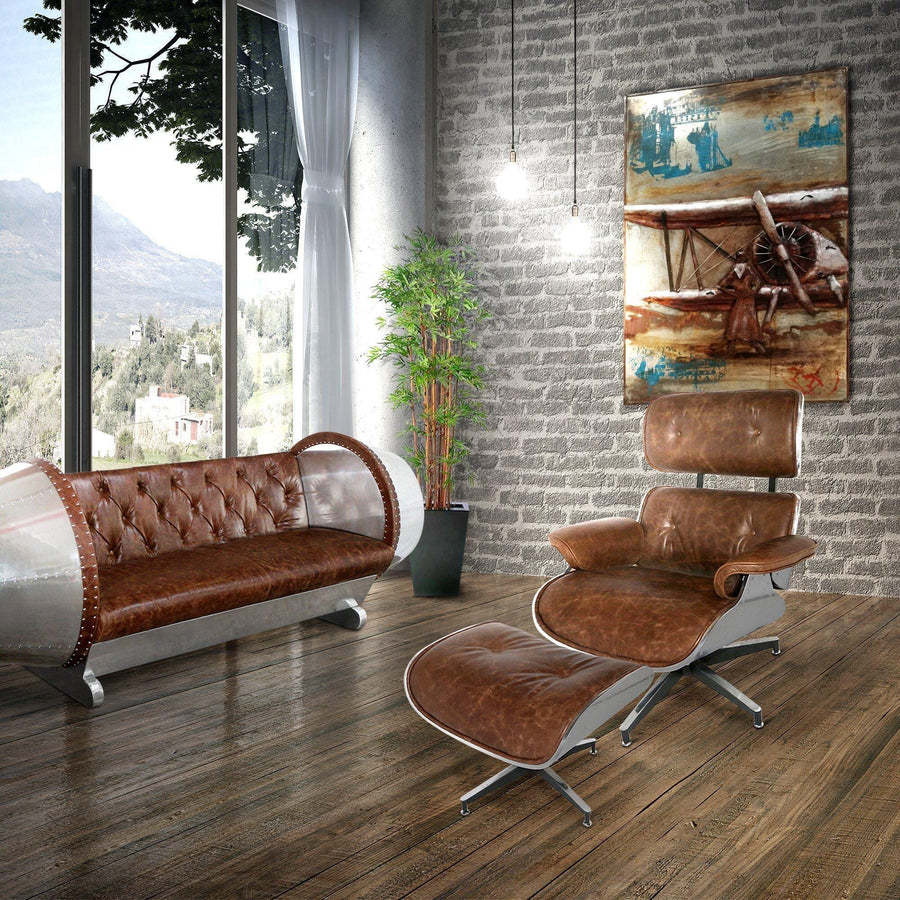 Aviator Mid-Century Modern Lounge Chair and Ottoman - Rustic Deco Incorporated