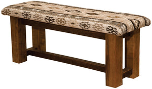 Barnwood Bench with Upholstered Seat - 48, 60, 72-inch - Rustic Deco Incorporated
