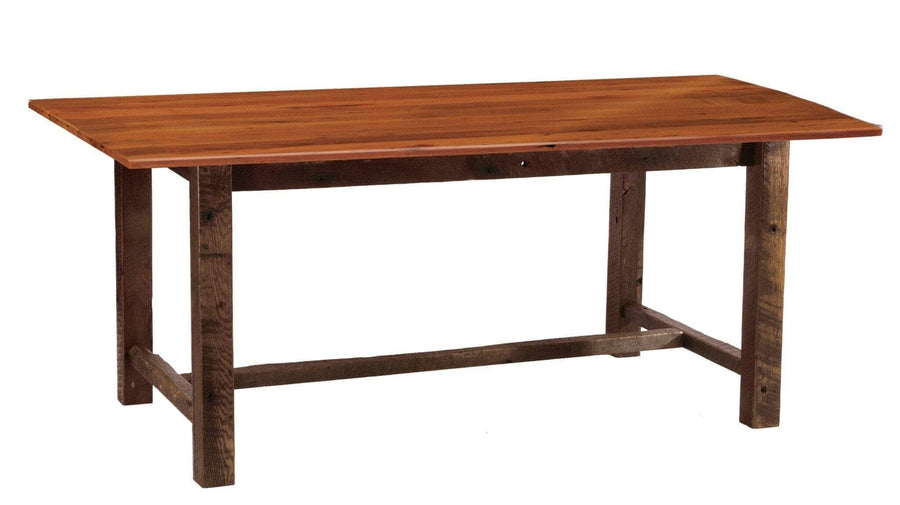 Barnwood Farmhouse Dining Table - 5, 6, 7, 8 Foot with Antique Oak Top - Rustic Deco Incorporated