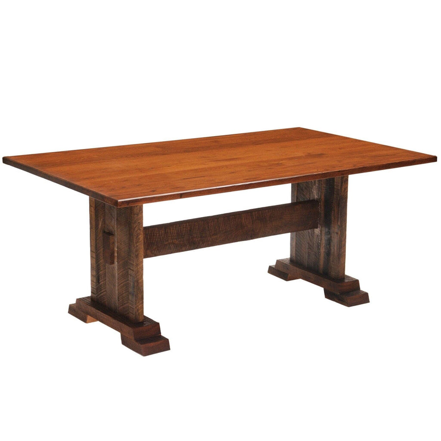 Barnwood Harvest Dining Table - 5, 6, 7, 8 Foot with Antique Oak Top - Rustic Deco Incorporated