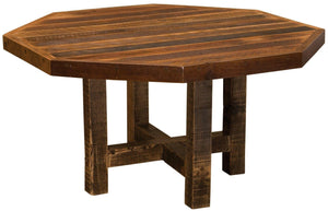 Barnwood Octagon Dining Table - 48" 54" with Antique Oak Top and Artisan Top - Rustic Deco Incorporated