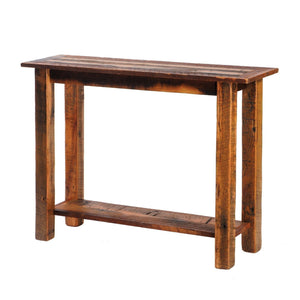 Barnwood Open Sofa Table with Shelf - Reclaimed Antique Oak - 48" - Rustic Deco Incorporated