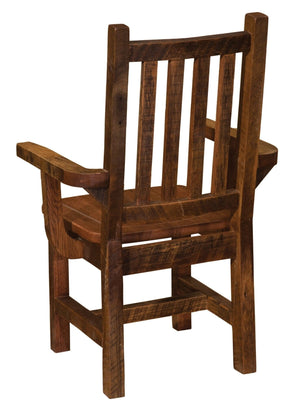 Barnwood Prairie Dining Arm Chair - Antique Oak Seat - Rustic Deco Incorporated