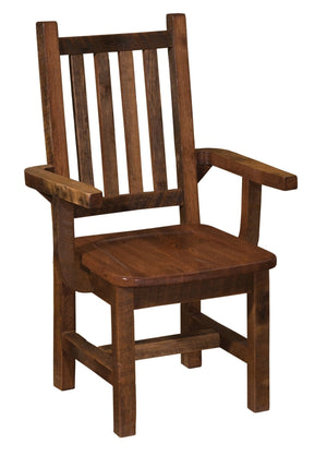 Barnwood Prairie Dining Arm Chair - Contoured Seat - Standard Finish - Rustic Deco Incorporated