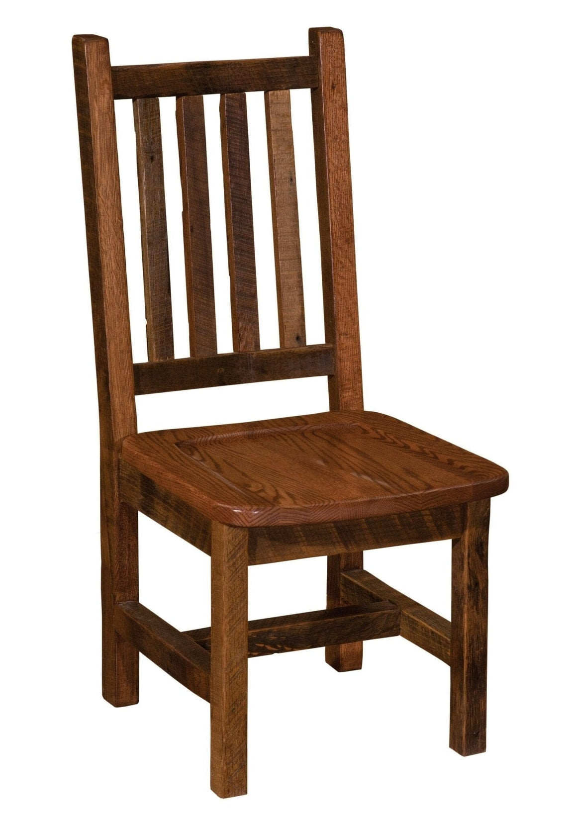 Barnwood Prairie Dining Side Chair - Antique Oak Seat - Rustic Deco Incorporated