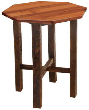Barnwood Pub Table - 36" Octagon - Artisan Top and Antique Oak Top - Rustic Deco Incorporated