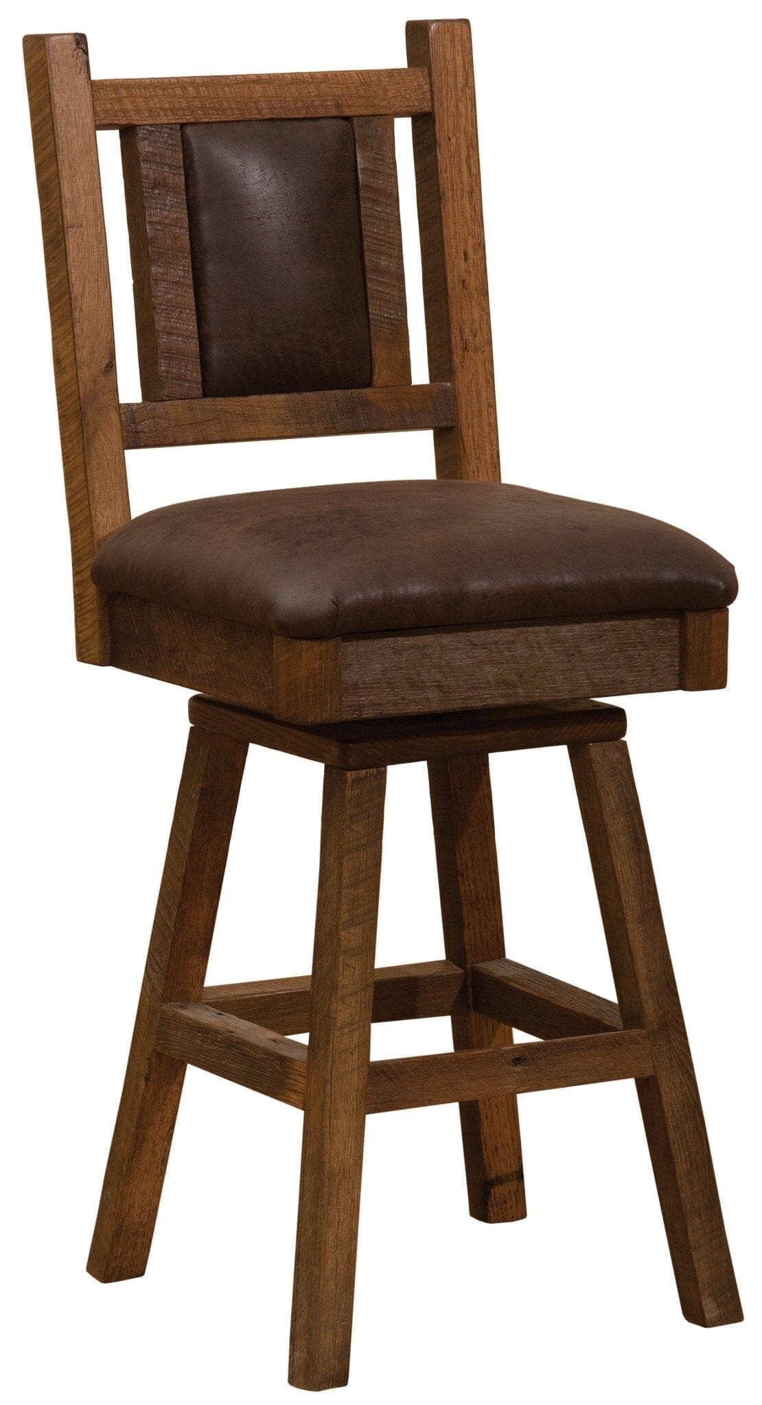 Barnwood Swivel Upholstered Counter Stool with Back - 24" Seat Height - Rustic Deco Incorporated