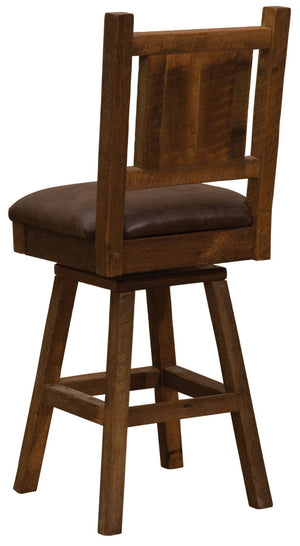 Barnwood Swivel Upholstered Counter Stool with Back - 24" Seat Height - Rustic Deco Incorporated
