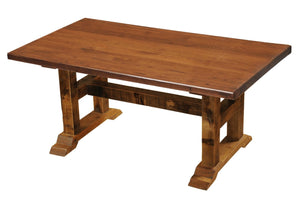 Barnwood Timbers Dining Table - 5, 6, 7, 8 Foot with Antique Oak Top - Rustic Deco Incorporated