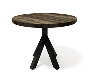 Bistro Modern Industrial Dining Table - Steel Base - Round Hardwood Top - Rustic Deco Incorporated