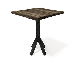 Bistro Modern Industrial Pub Table - Steel Base - Square Hardwood Top - Rustic Deco Incorporated