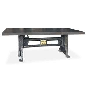 Craftsman Industrial Dining Table - Adjustable Height Iron Base - Ebony Top - Rustic Deco Incorporated